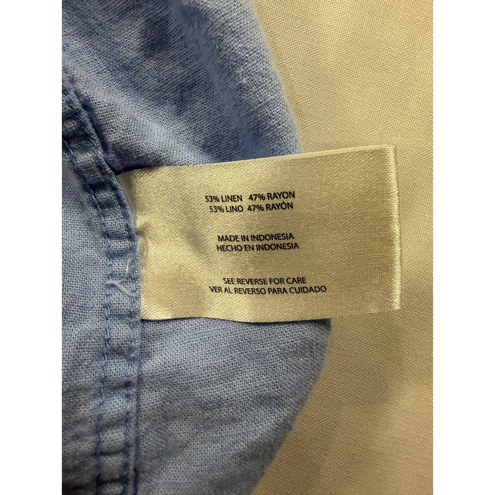 Gap Womens Light Blue Linen Rayon Blend Button Down Shirt Large GP007933 - Picture 2 of 7